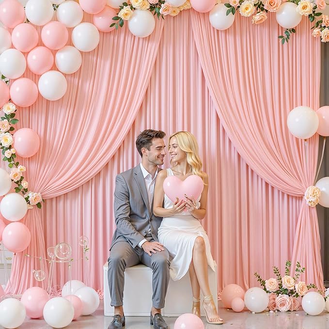 20ft x 15ft Blush Pink Wrinkle Free Backdrop Curtains for Wedding Party Backdrops Curtain Drapes Fabric Decorations Photo Back Drop Cloth for Baby Shower Photography Stage Reception