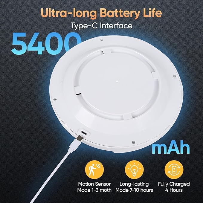 DJBoomy Rechargeable Motion Sensor Ceiling Light: Indoor LED Wireless Ceiling Light with Remote - Cordless Motion Activated Ceiling Lamp with Timer for Closet Hallway Bedroom (Rechargeable)