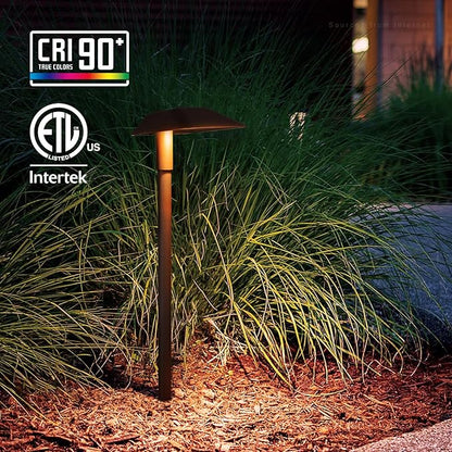 LEONLITE 12-Pack 5CCT Anti-Glare Low Voltage Pathway Lights, 5W Wired LED Landscape Path Lights, Aluminum IP65 Outdoor Landscape Lighting for Walkway Yard, 1800K/2700K/3000K/4000K/5000K, ETL