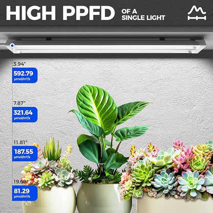 Barrina TX36 2FT Grow Light for Indoor Plants, 144W(4 x 36W, 800W Equivalent), High PPFD, 5000K Full Spectrum, Mechanical Timer, Hanging Grow Lights for Seedings with On/Off Switch, Linkable, 4 Packs