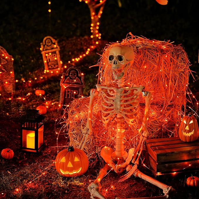 JMEXSUSS 200 LED Orange Fairy Lights Plug in, 8 Modes Halloween Lights Indoor Outdoor with Wheel, 66 ft Remote Control Thanksgiving Light for Halloween Thanksgiving Christmas Party Gift Decor