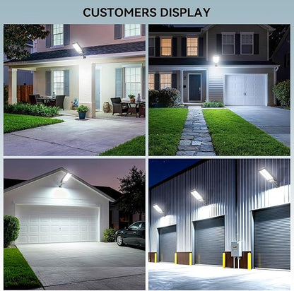 VOOJOY 5000W Solar Street Lights Outdoor, 7000K Solar Light Outdoor LED Street Light Dusk to Dawn, LED Wide Angle Lamp with Motion Sensor and Remote Control for Parking Lot, Yard, 3 Pack