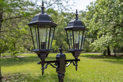 Kenroy Home Villa 93434ORB 6' Traditional 2-Light Decorative Vintage Outdoor Portable Street Lamp with Clear Glass Panels for Deck, Patio, Porch, Walkways, or Backyard Events, Oil Rubbed Bronze