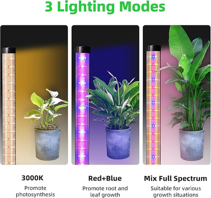 2 Pack Standing Grow Light for Indoor Plants,42W 243LEDs Full Spectrum Vertical Grow Light with 3 Light Modes,4FT Height Floor Grow Lamp with Foot Switch,Wide Area Coverage Ideal for Tall Plant