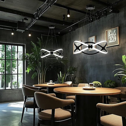 Mayful Modern LED Chandelier,3-Color Dimmable with Remote Control,Black Adjustable Height Pendant Light Fixtures with Circular Ring Shape,Modern Chandeliers for Dining Room Kitchen Island Living Room