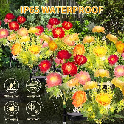 Solar Garden Lights Outdoor, 4 Pack 28 Solar Flower Lights, Waterproof Solar Lights Outdoor for Yard, Grave, Pathway, Landscape,Lawn, Party, Garden Decor, Gifts for Women, Mom Grandma Birthday