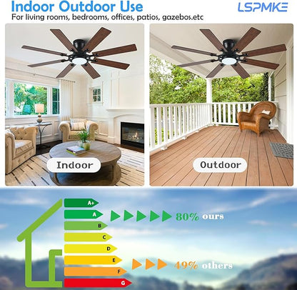 Ceiling Fans with Lights, 54 inch Low Profile Ceiling Fan with Light and Remote Control, Flush Mount Ceiling Fan for Bedroom, Living Room, Reversible, 3CCT, Dimmable, Noiseless DC Motor, Brown