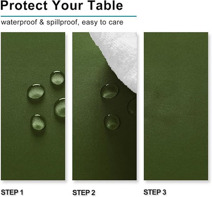 Hiasan Olive Green Tablecloth for Rectangle Tables - Waterproof Washable Polyester Fabric Table Cloth for Buffect Dining Birthday Party Wedding, 54 x 120 Inch