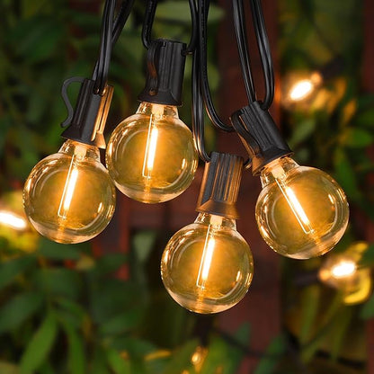 Mlambert G40 LED Replacement Light Bulbs for String Lights, Dimmable E12 Base Shatterproof Bulbs, 1W Equal to 5W, Amber Warm 2200K, 50Pack, Not Solar