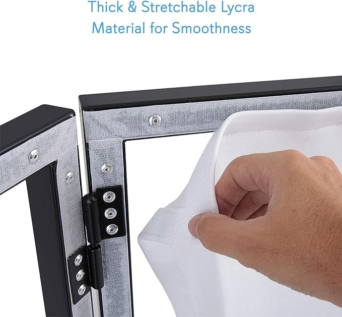 Pyle DJ Booth Foldable Cover Screen - Portable Event Facade Front Board Video Light Projector Display Scrim Panel with Folding Steel Frame Panel Stand, Stretchable Lycra Spandex - PDJFAC10 (White)