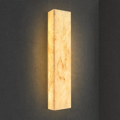 Alabaster Wall Sconces Natural Marble Bathroom Vanity Wall Light Fixture 21.7" Long Marble Wall Sconce Square Alabaster Stone Wall Mount Light Warm Light for Living Room Bedroom Hallway Stairs