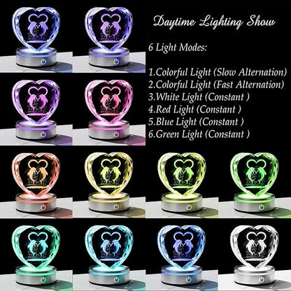 Qianwei Dolphin Gifts for Women 3D Crystal Heart - Laser Dolphin Decor Glass Animals Dolphin Gifts Figurines Statue Stuff for Room Decorations Dolphin Night Light