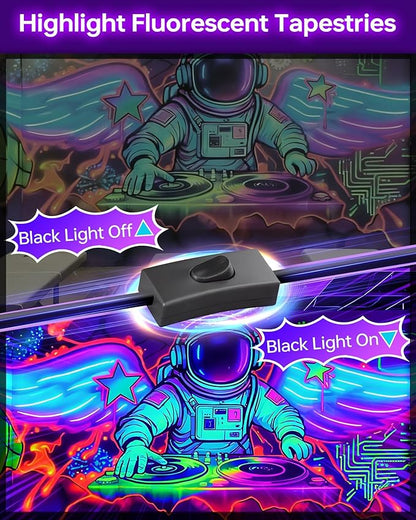 2 Pack LED 42W Black Lights, Blacklight Bars with Plug+Switch+6ft Cord, Light Up 24x24ftx4, Blacklight for Glow Party, Fluorescent Poster, Body Paint, Halloween Decorations, Bedroom, Stage