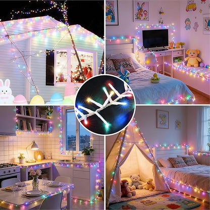 LAMPHOME 46ft 500 LED Easter String Lights Plug in, Pastel Twinkle Fairy Lights, 16 Modes Waterproof Easter Outdoor Lights, Colored String Lights for Christmas Tree Indoor Outdoor Spring Decorations