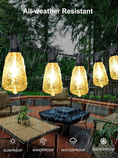 Jedavai Upgraded LED Outdoor String Lights 105Ft Shatterproof Waterproof ST38 Vintage Edison Bulbs Patio Lights Energy Saving Hanging Outdoor for Christmas Porch Deck Garden Backyard Wedding Party