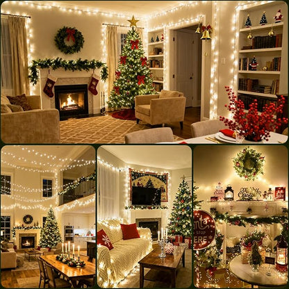 Fairy Lights Plug in 3000LED 195Ft Warm Christmas Wreath Lights with Timer Remote Waterproof Firecracker Firefly Cluster Twinkle String Light for Bedroom Graland Party Tree Decor Black Wire