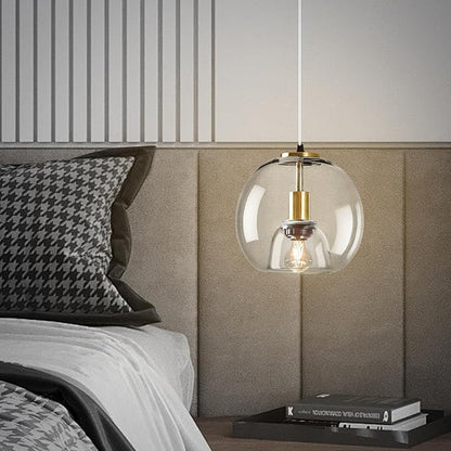 9.1in Large Clear Glass Pendant Light for Kitchen Island – 1-Pack with1 Extra LED Bulb & 4.92ft Adjustable Cord | Modern Minimalist Lighting for Dining Room, Living Room, Entryway
