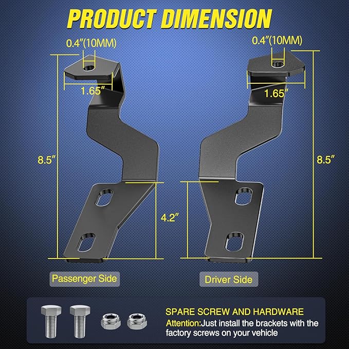 Nilight Ditch Light Brackets Hood Hinges Mount Bracket Kit for Auxiliary Offroad LED Pods Work Lighting Compatible with Toyota Tundra 2014 2015 2016 2017 2018 2019 2020 2021