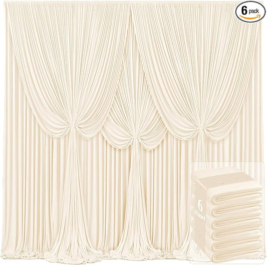 6 Panels Champagne Backdrop Curtains for Wedding Party Wrinkle Free Backdrops Curtain Drapes Fabric Decorations Photo Back Drop Cloth for Baby Shower Photography Stage Reception 30ft(W) x 12ft(H)