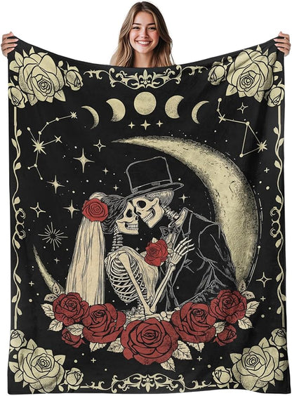 Valentine's Day Gifts for Women Men,Anniversary Blanket Gifts for Boyfriend Girlfriend, Romantic Gift for Wedding, Skull Blanket Gifts, Birthday Gifts for Wife, Husband, Couples Gift for Her Him 50x60