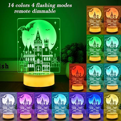 New Moon Castle Night Light Enchanted Castle Illusion Light Girl Room Decoration, 14 Colors with timed dimming and Remote Control, Creative Gifts for Boys, Girls and Women