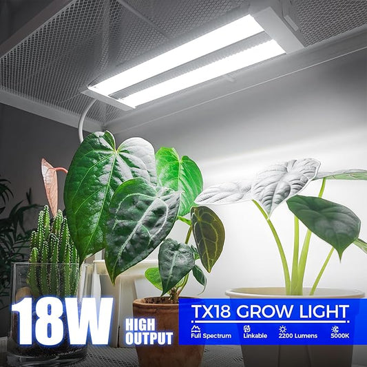 Barrina TX18 1FT LED Grow Light, 72W(4 x 18W, 360W Equivalent), High PPFD, 5000K Full Spectrum, Hanging Grow Light from Seed to Flower with On/Off Switch, Mechanical Timer, Linkable, 4 Packs