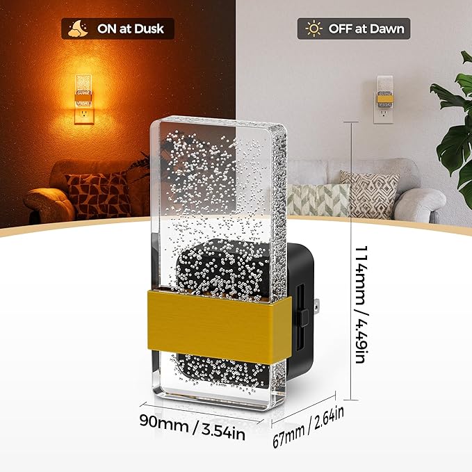 DORESshop LED Night Lights Plug into Wall, 0-100LM Dimmable Nightlight, Bubble Decorative Night Light, Dusk to Dawn Sensor, Wall Sconce-Style Design Nightlights for Bathroom, Hallway, Amber