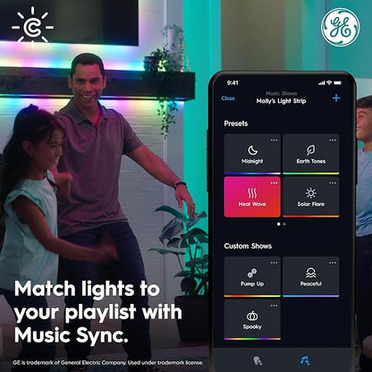 Cync GE Dynamic Effects Smart LED Light Strip with Music Sync, Color Changing Outdoor Light Strip, Compatible with Alexa and Google Home, 16ft Waterproof Light + Power Supply