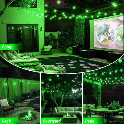 LAMPHOME 4Pack Green St. Patrick's Day LED Outdoor String Lights, 26Ft Patio Lights with 12+1 Edison Shatterproof Bulbs(1 Spare), Irish Theme Connectable Lights for Backyard Porch Party Outside Decor