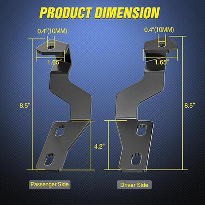 Nilight Ditch Light Brackets Hood Hinges Mount Bracket Kit for Auxiliary Offroad LED Pods Work Lighting Compatible with Toyota 4Runner 4th Gen 2003 2004 2005 2006 2007 2008 2009