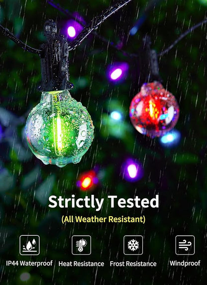 Brightown Outdoor String Lights 58 Feet G40 LED Patio Lights, 27 Plastic Edison Bulbs(2 Spare), Remote, Timer, Waterproof Connectable Hanging Light for Backyard Porch Balcony Party Decor, Multicolor