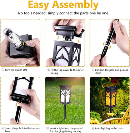 Jnaurb Solar Lights Outdoor, 6 Pack Solar Torch Light with Flickering Flame, Waterproof Garden Lights Outdoor Landscape Lighting, Flame Torches for Outside Patio Pathway Walkway Yard Lawn Decorations