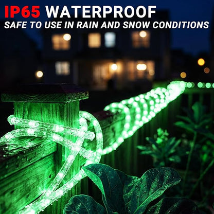 20ft Rope Lights Outdoor, Connectable & Flexible Tube Lights with 8 Modes Controller,Waterproof Green LED Rope Lighting for Deck,Garden,Pool,Patio,Bedroom,Party,Indoor & Outside Landscape Lighting