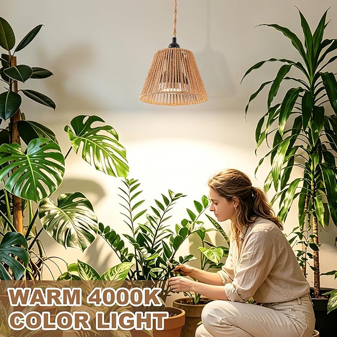 Hanging Grow Lights for Indoor Plants, Full Spectrum Grow Light, with Timer and 15FT Power Cord, 30W Pendant Plant Lights for Indoor Growing, Garden, Flowers, Greenhouse