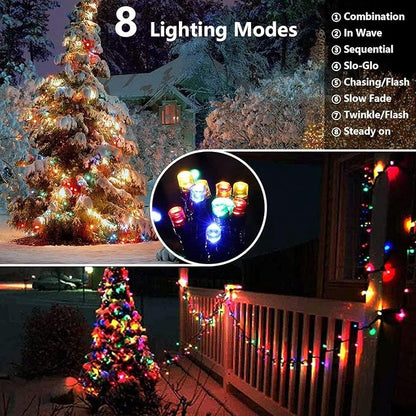 Joomer Solar String Lights, 39FT 100LED Solar Powered Outdoor Fairy Lights, Waterproof 8 Modes Twinkle String Light for Garden Patio Yard Tree Wedding Christmas Decor (Multicolor)