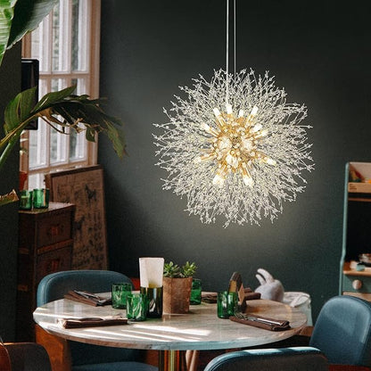 SineRise Modern Crystal Chandeliers Firework, Crystal Light Fixture, Dandelion Chandelier (16-Light, Gold) for Foyer Hallway Entryway Kitchen Bedroom