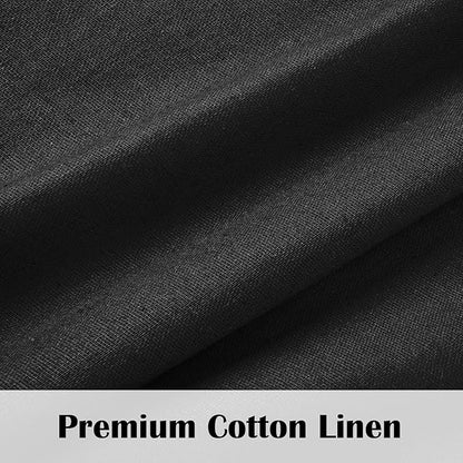 Boho Kitchen Curtains 24 Inch Length, Farmhouse Cotton Linen Tier Curtains, Rustic Button Short Curtain for Windows, Black Country Cafe Curtain, Rod Pocket Small Window Drapes for Kitchen, 26x24