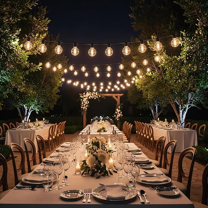 RTTY Outdoor String Lights 120 FT, LED Patio Globe Lights with 62pcs G40 Bulbs,Shatterproof Waterproof Connectable Hanging for Porch Cafe Bistro Backyard Gazebo Balcony Deck Party