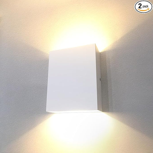 KICAAO LED Wall Sconces Set of Two, 12W Modern Wall Lamp, White Up Down Wall Mount Lights for Living Room Hallway Bedroom Decor, Hardwired Aluminum Wall lamp (White-1pcs)