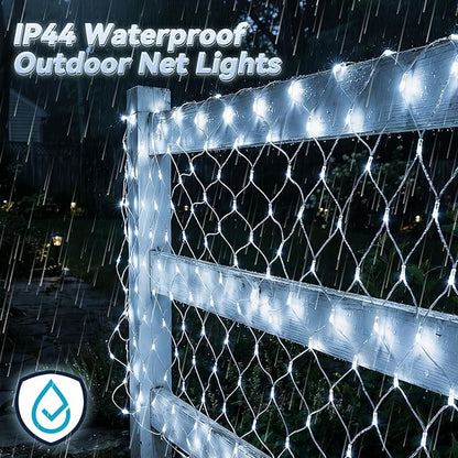 LitHome 10 x 10FT Gazebo Net Lights Outdoor, 280 LED Gazebo Lighting Waterproof, 8 Modes Connectable Net Lights with Timer, Cool White Christmas Mesh Light Plug in for Bushes, Pergolas, Garden Decor