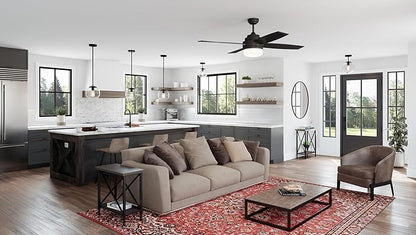 Design House 157354 Cali 52-inch Contemporary Indoor Ceiling Fan with LED Light Kit with 4-Blades, Reverse Airflow, Wall Control, Brushed Nickel