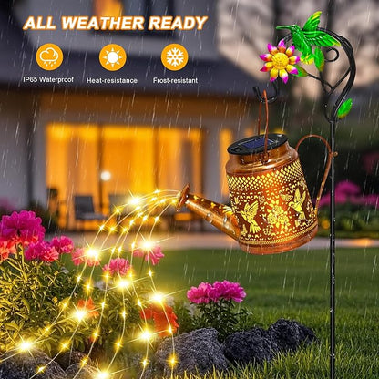 Mothers Day Gifts Solar Lights Outdoor Waterproof Garden Decor,Solar Watering Can Lights Hummingbird lanterns,Birthday Gift for Mom Women,Decorative Hanging Fairy String Light for Yard Art Patio Porch