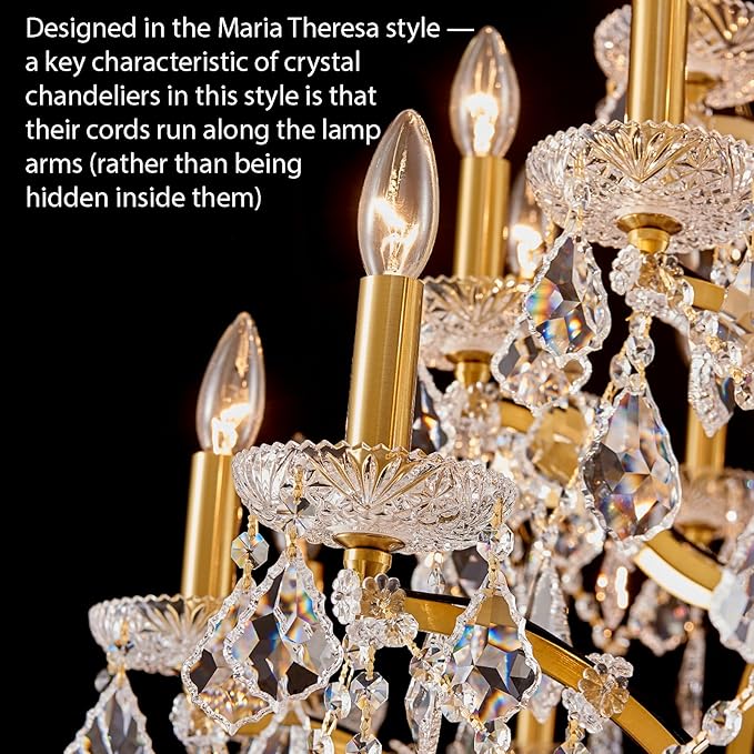 42 Lights Large Crystal Chandeliers for High Ceilings Brass Maria Theresa Chandelier Light Fixture Modern Chandelier for Foyer Hallway Entryway Staircase 75" H x 49.2" D