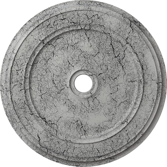 Ekena Millwork CM41CLUWC Classic Ceiling Medallion, 41 1/8"OD x 4"ID x 2 1/8"P, Hand-Painted Ultra Pure White Crackle