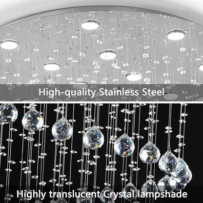 HAIXIANG W40 x H118in Chandelier with LED Bulbs Glam Crystal Light Hight Ceiling Lighting Fixtures for Living Staircase Foyer Entryway