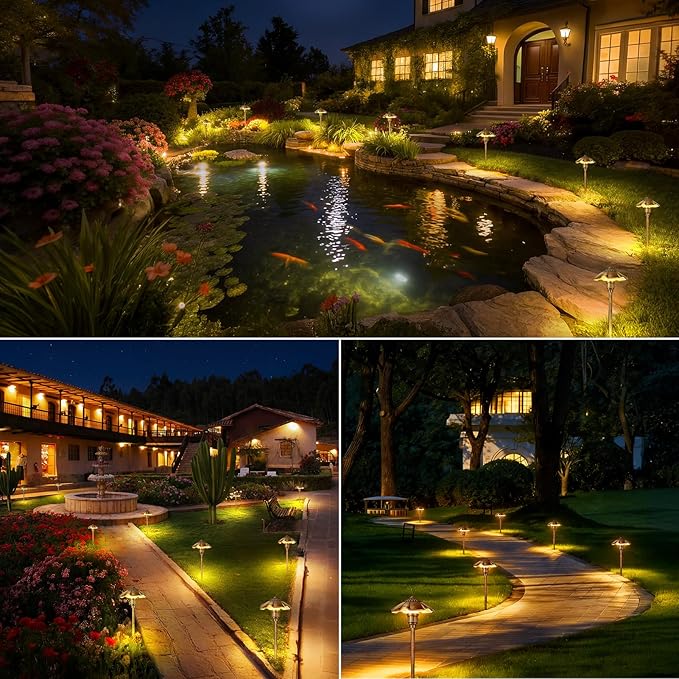 Low Voltage Landscape Lights, 5W 2900K Warm White Pathway Light, 12-24V AC/DC IP65 Waterproof Aluminum Wired Yard Light, Outdoor Path Lights for Walkway, Garden, Lawn, 4 Pack