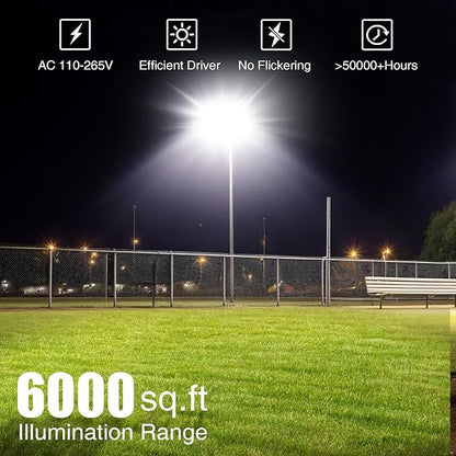 SOLLA 600W LED Flood Light Outdoor, 60000lm 6000K Daylight White, 3060W Equivalent Super Bright LED Arena Light IP66 Waterproof Commercial Lighting for Sports Fields,Counts,Stadium 110-265V