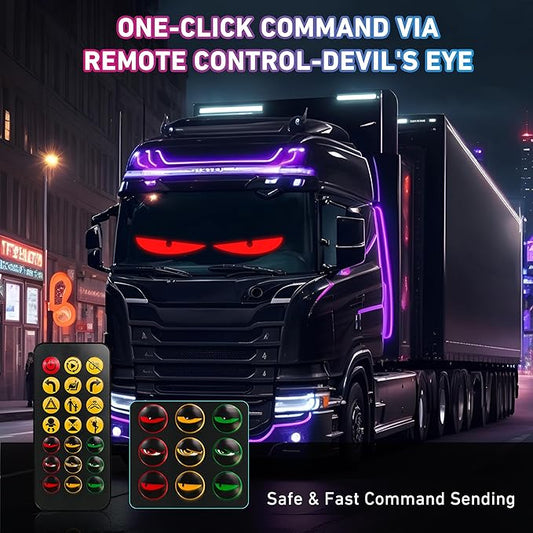 2PCS Devil Eyes Light for Cars SUVs, 23.4"x4.7" Programmable Flex LED Sign, Led Eyes for Truck Windshield with APP Control and Remote Controller