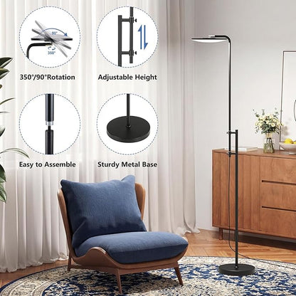 SUNMORY RGB Floor Lamps for Living Room, 32W/3000LM Bright LED Standing Lamp with Remote Control, Adjustable Tall Lamp with Stepless Dimmable, Modern Torchiere Corner Lamp for Gaming Room, Bedroom