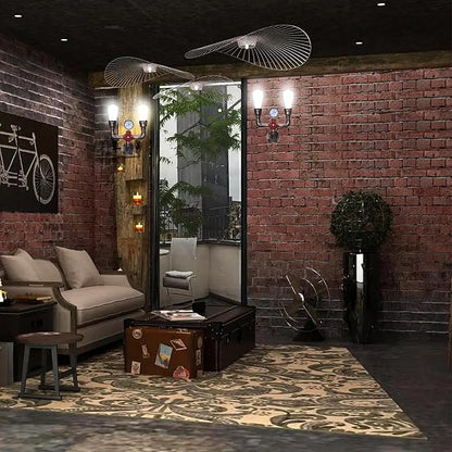 XEYOU Retro Wall lamp Vintage Industrial Steampunk Wall Sconce 2 Lights Metal Water Pipe Style Wall Mounted Lamp Light Fixture E26 Edison Bulb for Cafe Bar Loft Restaurant Hallway (Golden Rust)